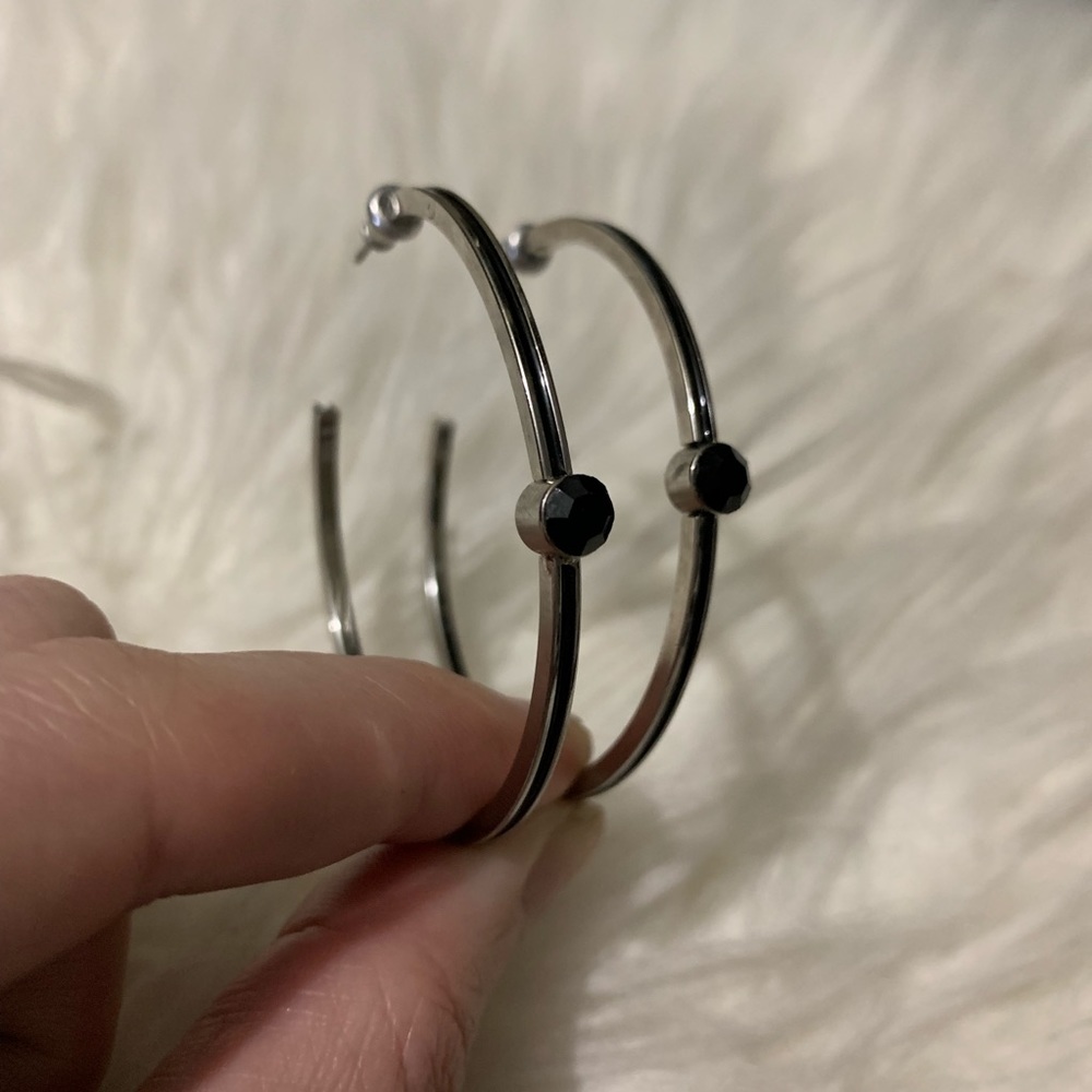 Black & Silver Hoops